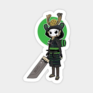 Green Skull Samurai Magnet