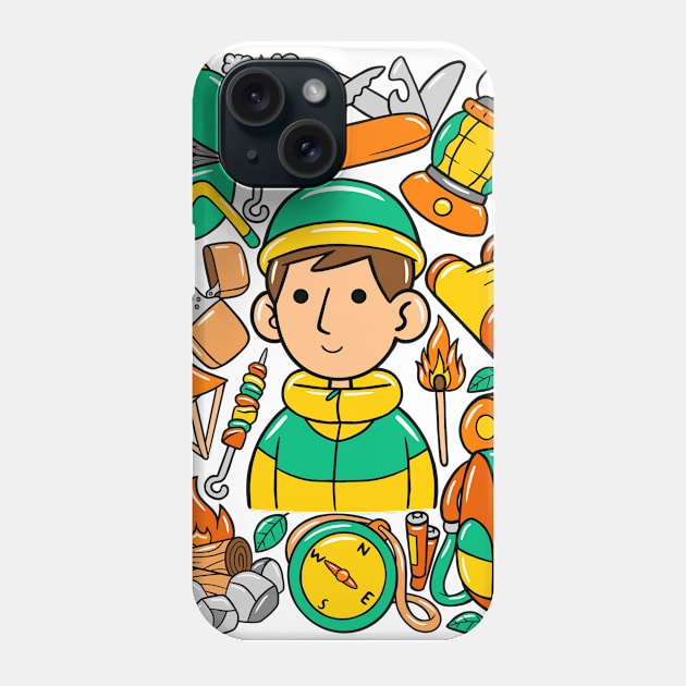 Man Climber Kawaii Doodle Phone Case by MEDZ