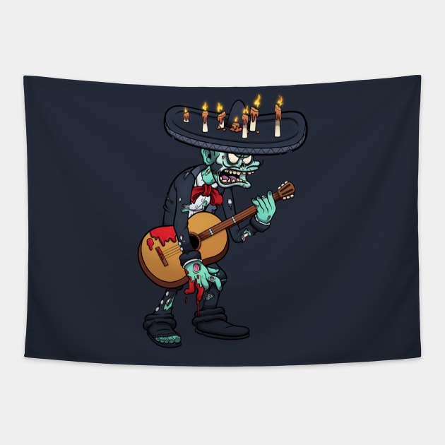 Day Of The Dead Zombie Mariachi Tapestry by TheMaskedTooner