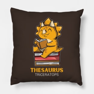 Thesaurus - Triceratops Sitting On A Pile Of Books Reading Pillow