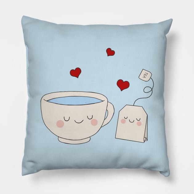 Cute Tea Pillow by valentinahramov