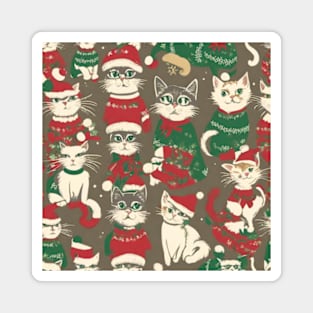 adorable christmas theme kitten pattern Magnet