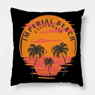 Imperial Beach California Sunset Skull and Palm Trees Pillow