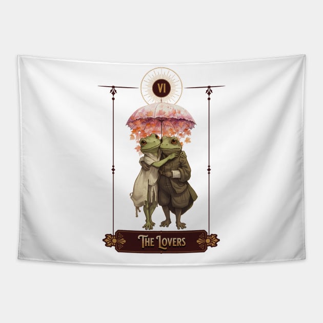 "The Lovers" Frog Tarot Card Tapestry by TheCloakedOak