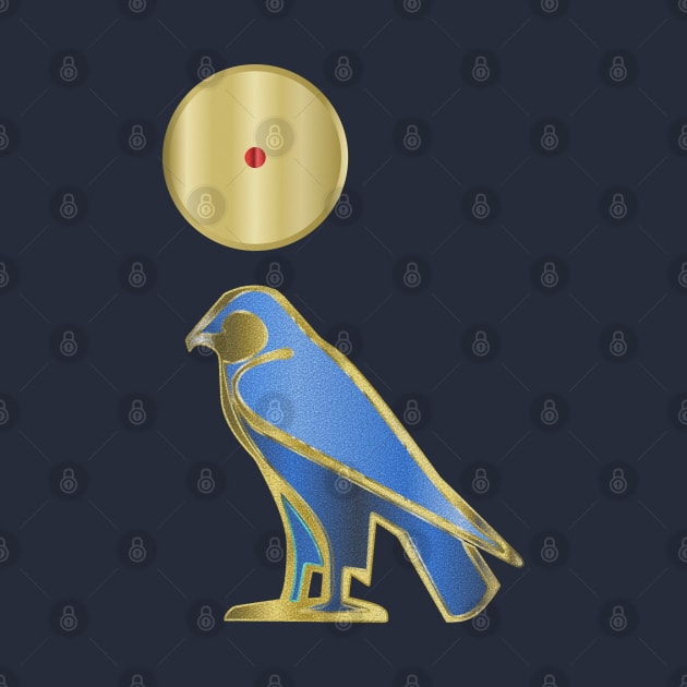 Egyptian Horus Falcon + Sun Disk by geodesyn