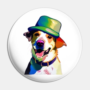 Lucky Dog in a Green Hat Pin