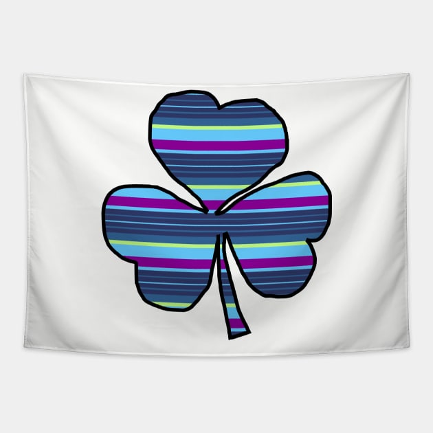 Shamrock Blue Stripes for St Patricks Day Tapestry by ellenhenryart