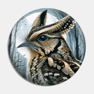 Colorful Great-Eared Nightjar - Watercolor Bird Pin