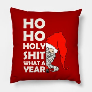 Ho Ho Ho A What a Year Christmas Illustration Pillow