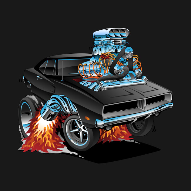 Discover Classic 69 American Muscle Car Cartoon - Muscle Car - T-Shirt