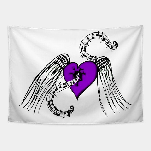 Heart Music Purple Tapestry by BlakCircleGirl