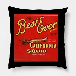 Best Ever Vintage Squid Label Cannery Row Monterey Pillow