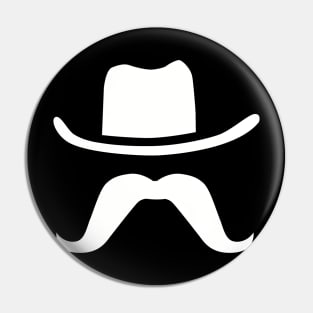 Cowboy Hat and Mustache Silhouette Graphic Pin