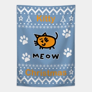 Kitty Meow Christmas Cat Tapestry