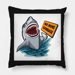 The shark voting against ocean pollution and garbage. Pillow