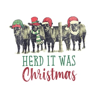 Herd It Was Christmas Cows Wearing Santa Hat T-Shirt