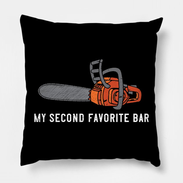 Funny Chainsaw My Second Favorite Bar Pillow by Huhnerdieb Apparel