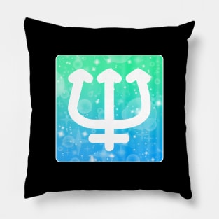 Neptune Planet Symbol Square Monogram Pillow