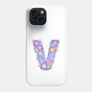 "V" Floral Letter Monogram Phone Case