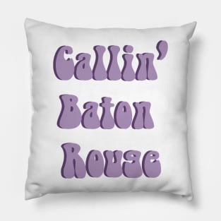 Callin' Baton Rouge Purple Retro Pillow