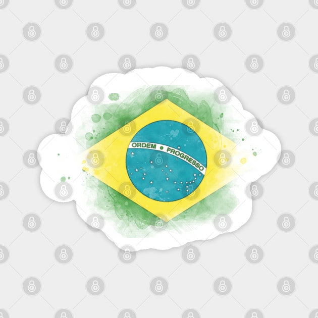 Brazil watercolor flag Magnet by Mig's Design Shop