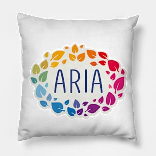 Aria  name with colorful leaves Pillow