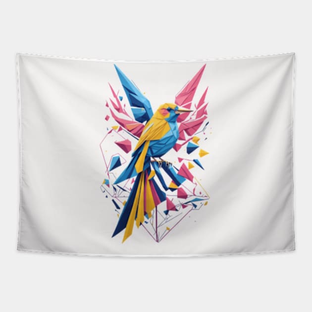 Geometric Bird Colorful Abstract Retro Design Tapestry by hippohost