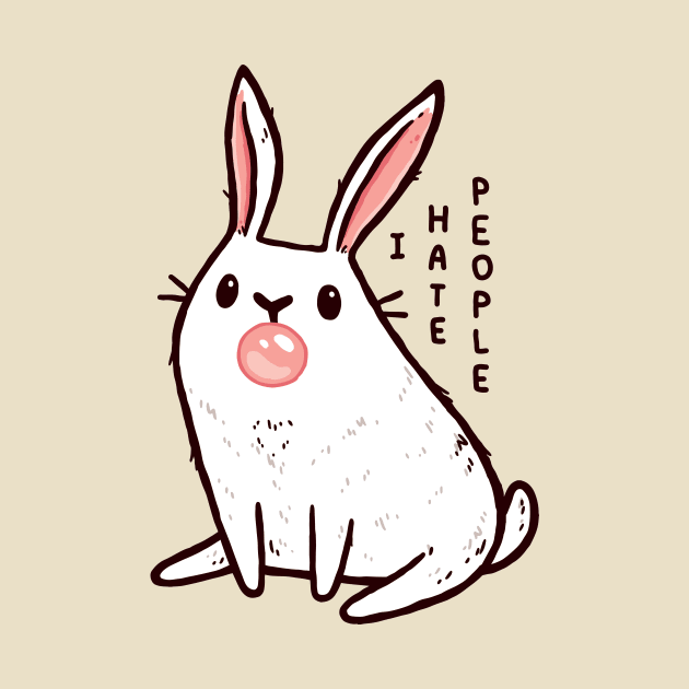Cute Antisocial Bunny With Bubble Gum That Hates People by LydiaLyd