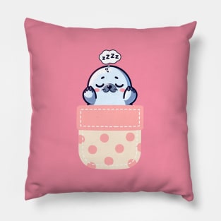 Sleepy Seal in Polka Dot Pocket Pillow