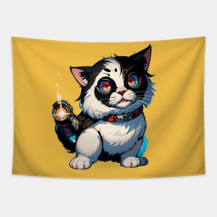 Star Cat Tshirt and Stickers Design Cute Cat Sci-Fi Characters Robot Carousel Tapestry