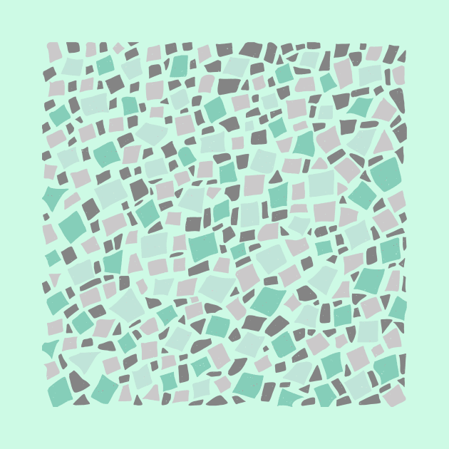 Broken Tiles Mosaic Pattern Cool Green Background GC-120-1 by GraphicCharms