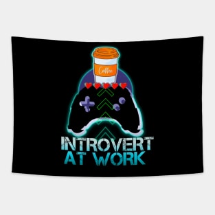 Introvert At Work - Coffee Gamer Quote Tapestry