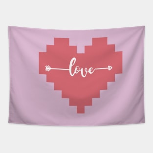 Pixel heart love. Valentines Day Tapestry