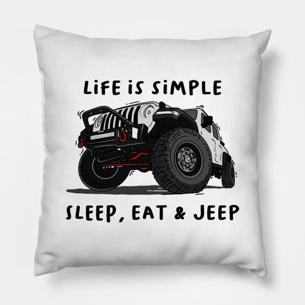 American Jeep White Pillow by 4x4 Sketch