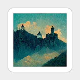 Castle in the misty peaks Magnet