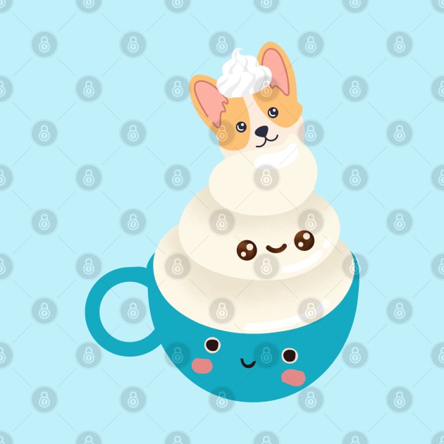 Corgi Aqua Cuppa Puppuccino Adorkablely Sweet Corgi Coffee Love Style by SwagOMart