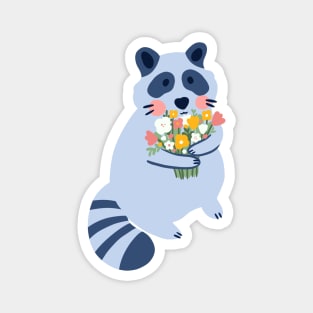 Raccoon with flowers Magnet