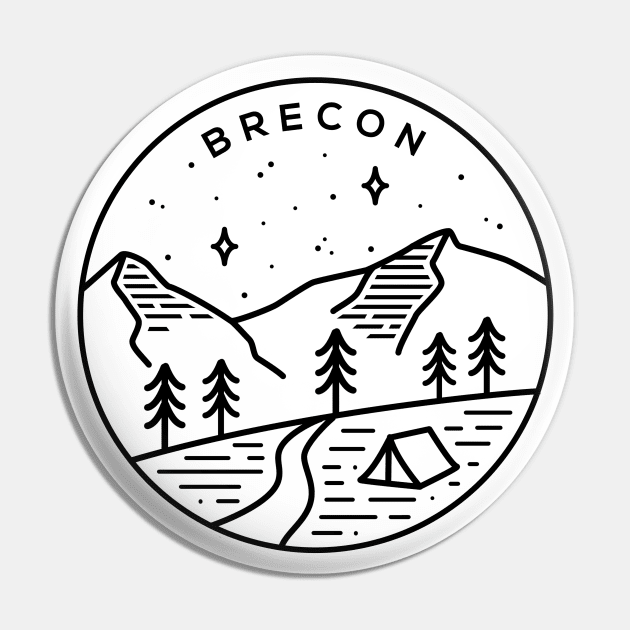 Brecon Beacons National Park Wales Emblem - White Pin by typelab