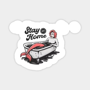 "Stay at home" funny logo print Magnet