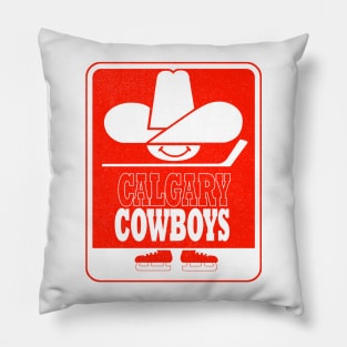 Retro Calgary Cowboys Hockey Pillow