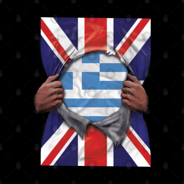 Greece Flag Great Britain Flag Ripped - Gift for Greek From Greece by Country Flags