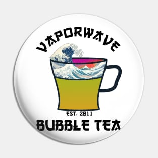 Vaporwave Aesthetic Great Wave Off Kanagawa Cafe Coffee Tea Pin