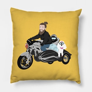 Dude on a bike with a dog Pillow