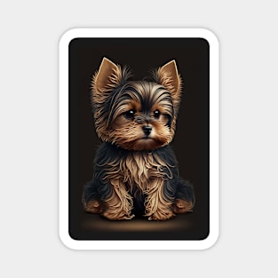 Super Cute Yorkshire Terrier Puppy Portrait Magnet