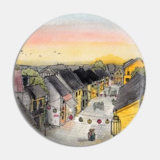 Hoi An Cityscape Top View Vietnam Illustration Pin