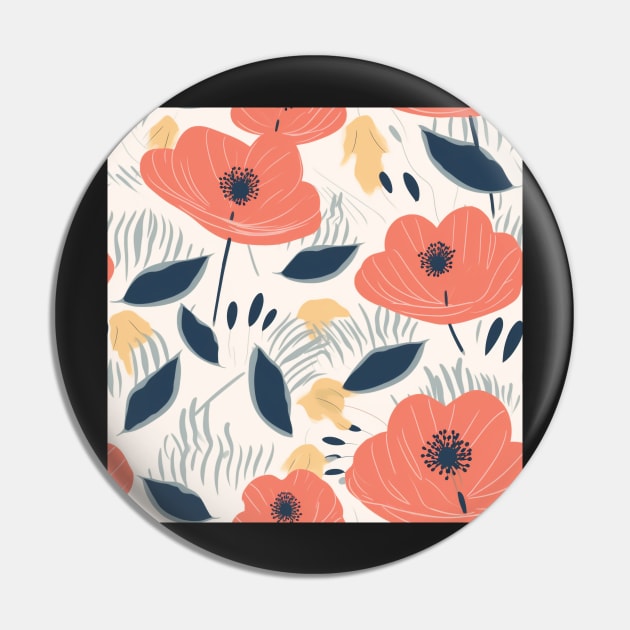 Minimalist Seamless Floral Pattern Spring Flower Bloom Pin by AstroWolfStudio