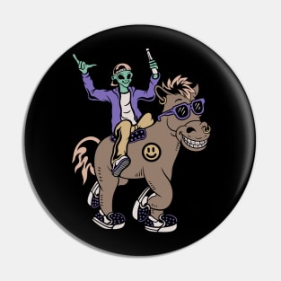 Horse and alien Pin