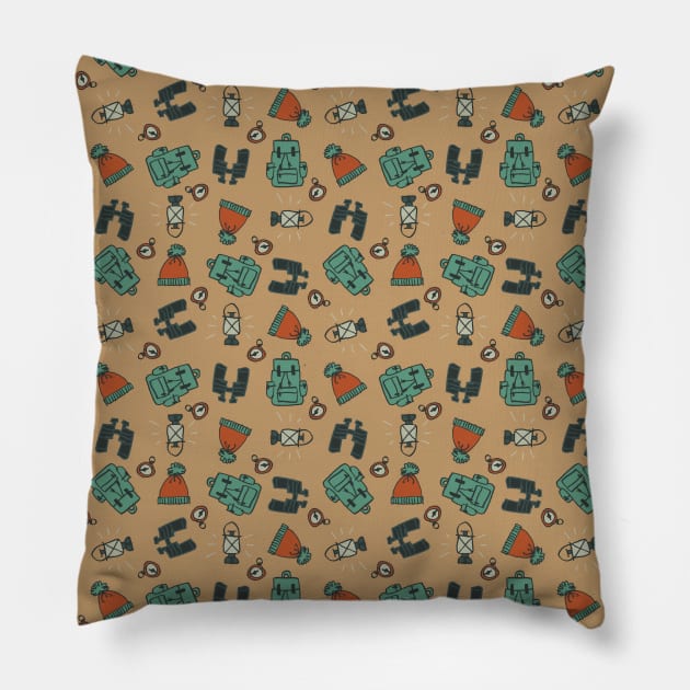 Explore - orange Pillow by crumpetsandcrabsticks