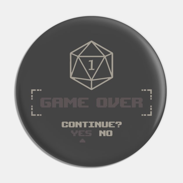 Game Over Dice Pin by MimicGaming