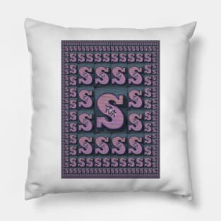 CAPITAL LETTER S. MAGIC CARPET Repeated Size Reductions Pillow